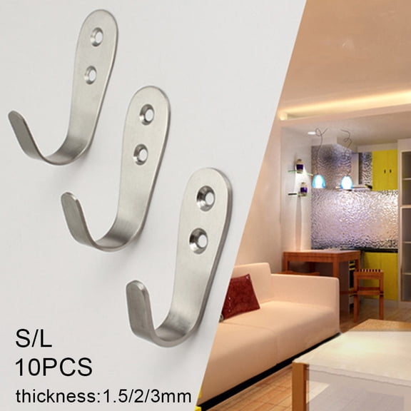 10Xsolid Stainless Steel Wall Mount Single Hook Heavy Duty Rustproof Coat Hanger