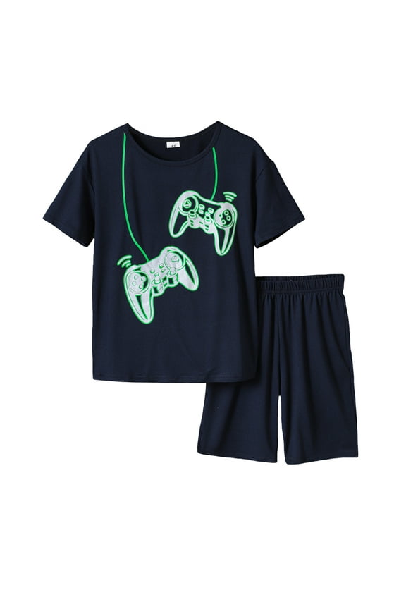 10Y Big Boys Clothes 10Y Boys 2PCS Summer Outfits Set Crew Neck Big Boys Short Sleeve Top Shorts Set Black