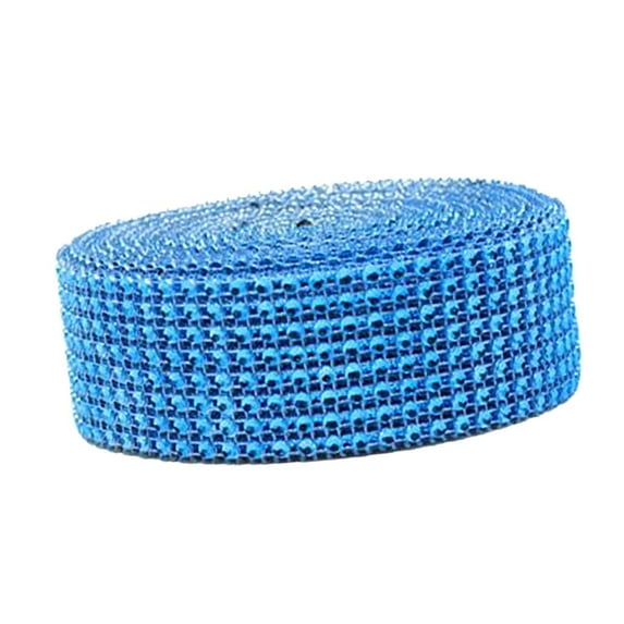 10Yard Diamond Rhinestone Ribbon Wrap Wedding Party Floral Decoration - Blue, as described