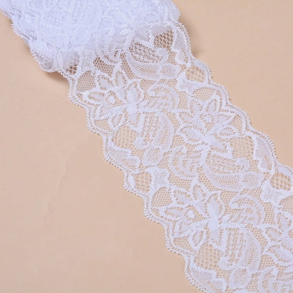 10Yard Elastic Lace Trim Lace Ribbon For Sewing Decoration Antique White 80mm