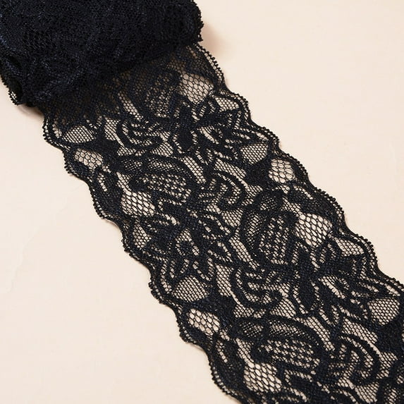 10Yard Elastic Lace Trim Lace Ribbon For Sewing Decoration Black 80mm
