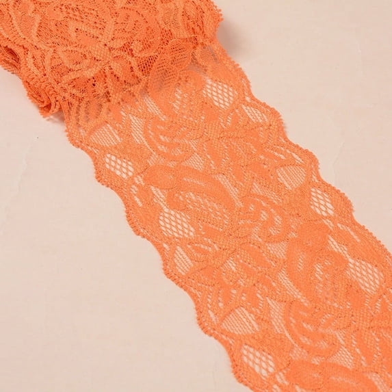 10Yard Elastic Lace Trim Lace Ribbon For Sewing Decoration Orange 80mm ...