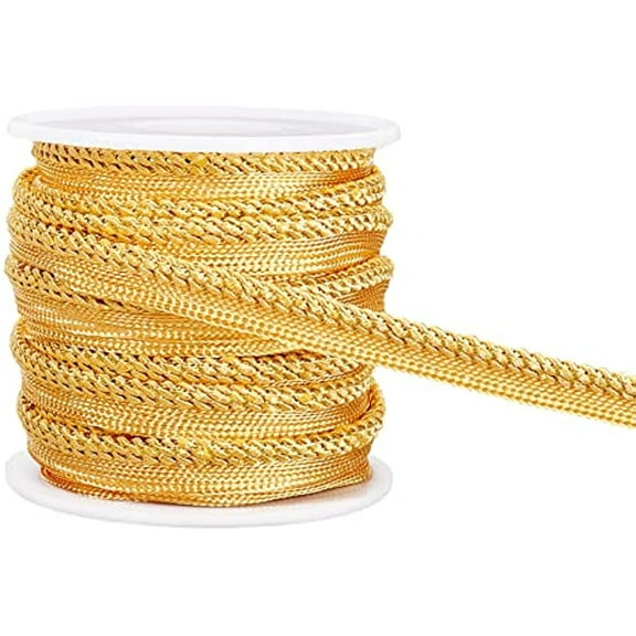 10Yard Metalic Gold Cord-edge Piping Trim Gold Flat Filigree Ribbon Braid