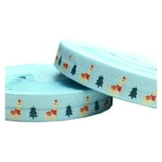 10Yards 15mm Cartoon Llama Printed Fold Over Elastic Animal Ribbon For Needlework DIY Apparel Wedding Party Gift Wrapping Sewing Accessory