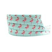 10Yards 16mm Christmas Ribbon Flamingo Snowman Llama Printed Fold Over Elastic Ribbon Handmade Accessories DIY Hair Tie Party Decoration