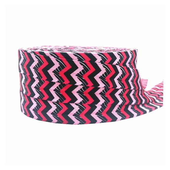 10Yards 16mm Christmas Stripe Fold Over Elastic Chevron Printed Ribbon Headband Craft DIY Gift Wrapping Decoration Accessories