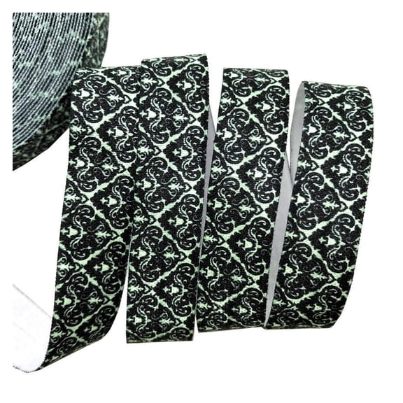 10Yards 16mm Fleur de Lis Printed Fold Over Elastic Flower Ribbon for Sewing Hair Tie Headwear Hair Accessories Gift Wrapping