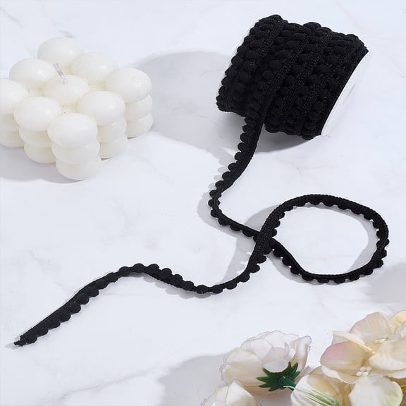 10Yards 3/8 inch(10mm) Fringe Trim Round Edge Polyester Ribbons with 1Pc Plastic Spools Sewing DIY Decoration for Costume Crafts Sewing Wedding Bridal Dress Decor Embellishments Gift Wrapping DIY