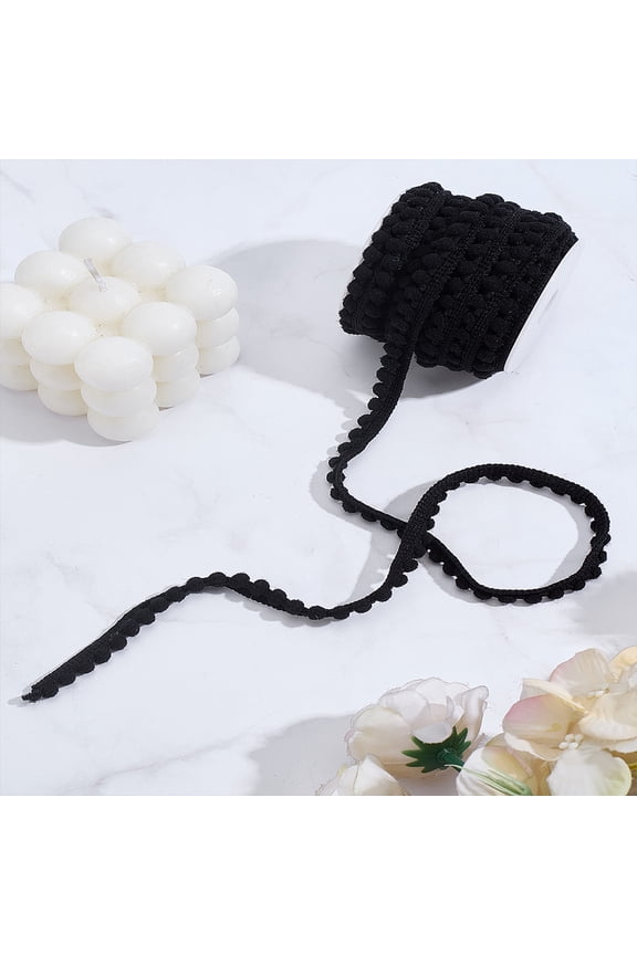 10Yards 3/8 inch(10mm) Fringe Trim Round Edge Polyester Ribbons with 1Pc Plastic Spools Sewing DIY Decoration for Costume Crafts Sewing Wedding Bridal Dress Decor Embellishments Gift Wrapping DIY