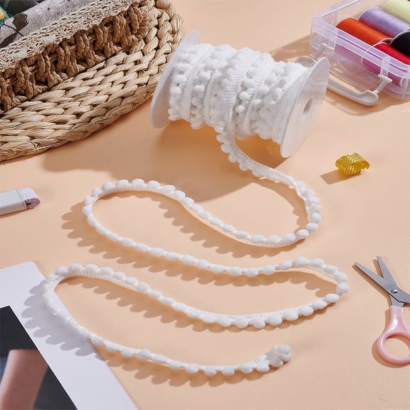 10Yards 3/8 inch(10mm) Fringe Trim Round Edge Polyester Ribbons with 1Pc Plastic Spools Sewing DIY Decoration