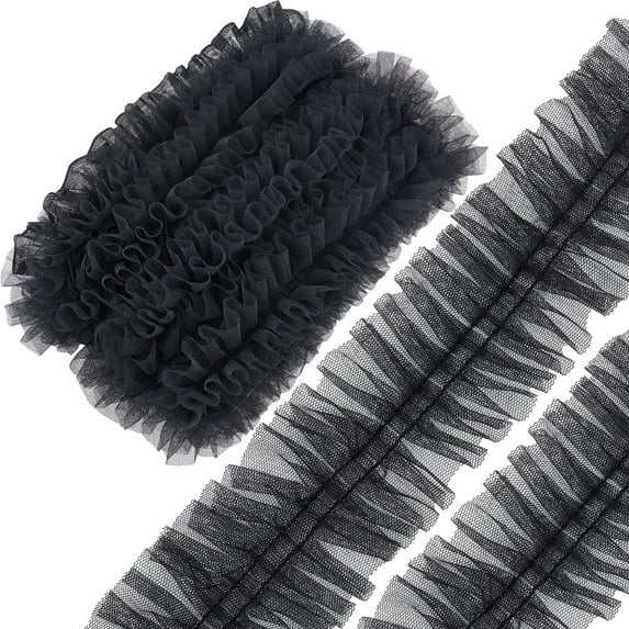 10Yards 6cm Wide Pleated Lace Edge Trim Embroidery Ruffle Organza Mesh Chiffon Ribbon Gathered Tulle Fabric Applique Edging Trimmings