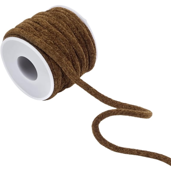 10Yards Chenille Thread for Sports Pants Sweatpants Sweaters Jackets Hoodies Round Coconut Brown 6mm for Handmade