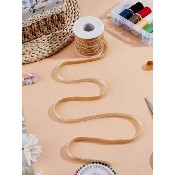 10Yards Dark Khaki Velvet Ribbon Gift Wrapping Fabric with Plastic Empty Spools Soft Trim for Christmas Trees Bouquets Wedding Decor and DIY Crafts 3/8 inch(9.5~10mm) for DIY Dark Khaki