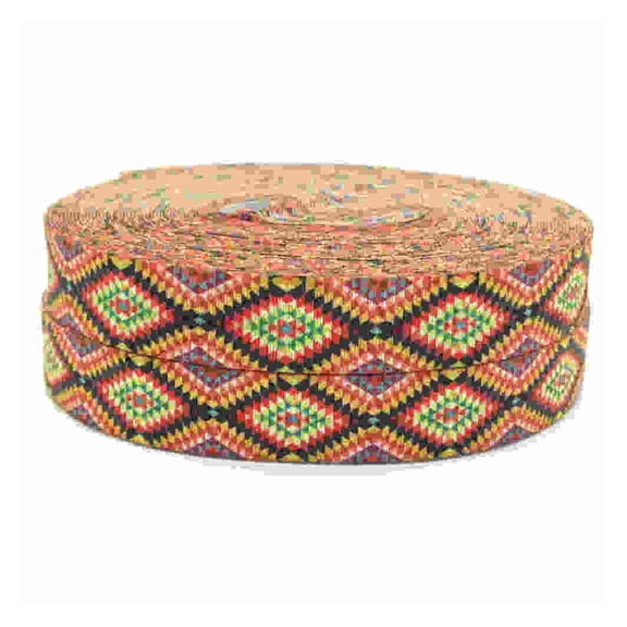 10Yards Geometry Printed Fold Over Elastic Ribbon for Craft DIY Gift Wrapping Wedding decoration Accessories