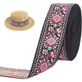 thumbnail image 1 of 10Yards Jacquard Ribbon 1-7/8 Inch Wide Flat Embroidery Polyester Ribbons Floral Woven Trim Boho Lace Fabric, 1 of 10