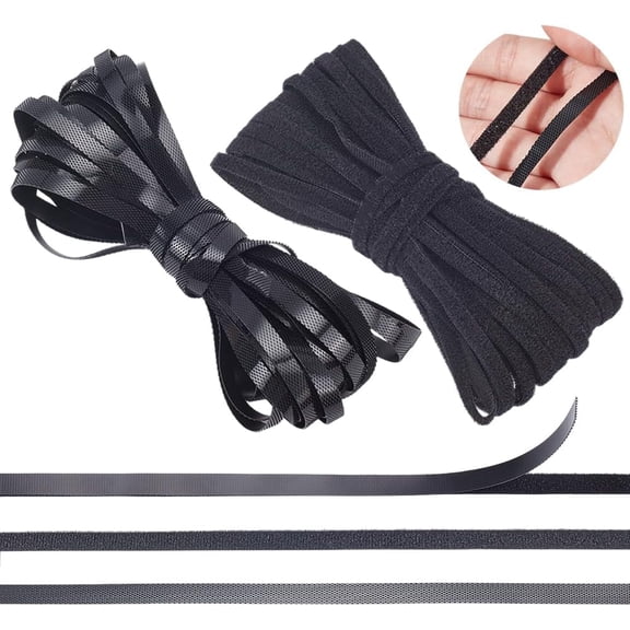 10Yards Nylon Magic Tapes Hook & Loop Tapes Black 6x1mm 10yards/set