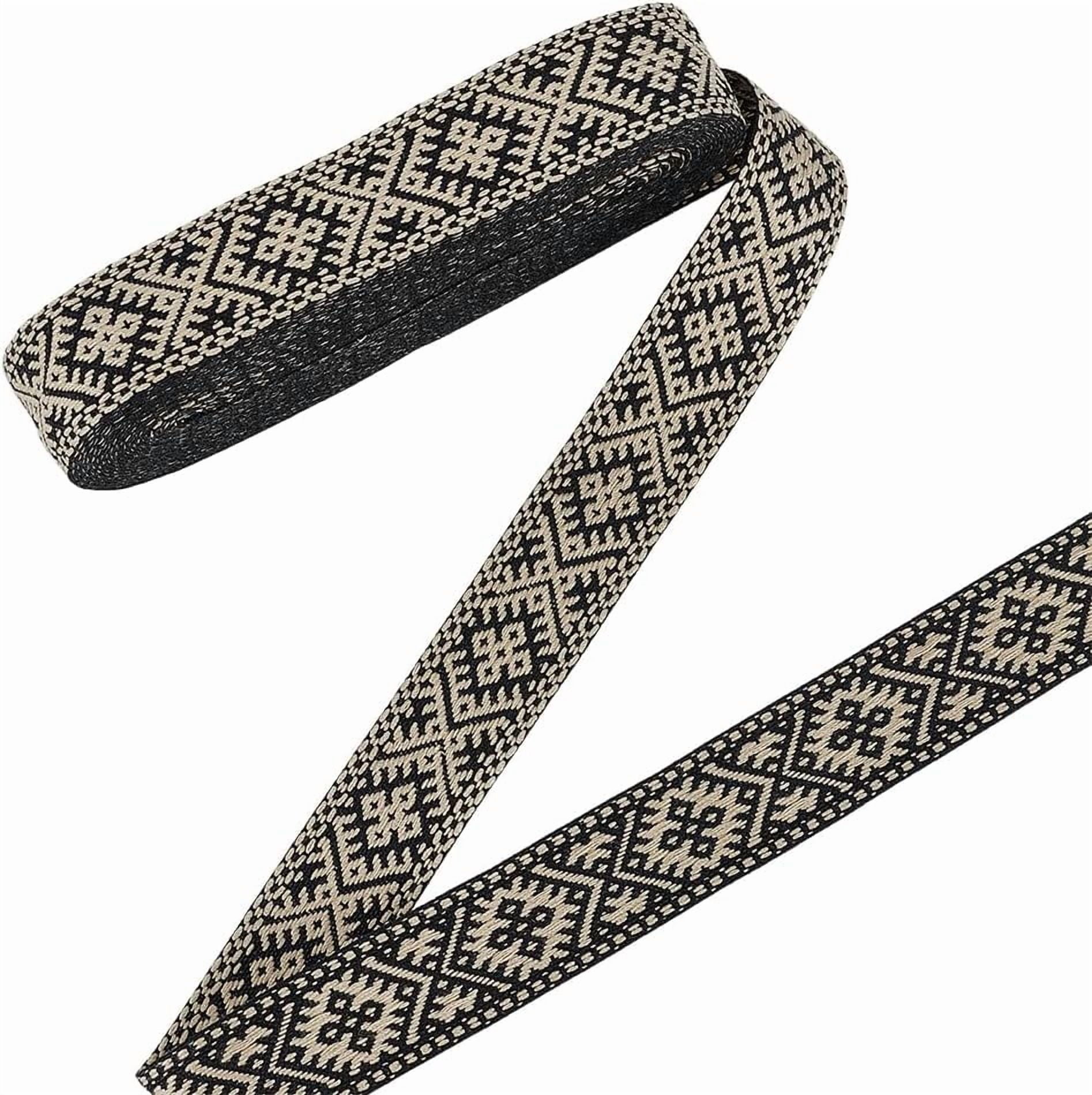 10Yards Ploycotton Webbing 1-1/8 Inch Black White Jacquard Webbing Strap Embroidery Flower Ribbon Strap Purse Straps Belt