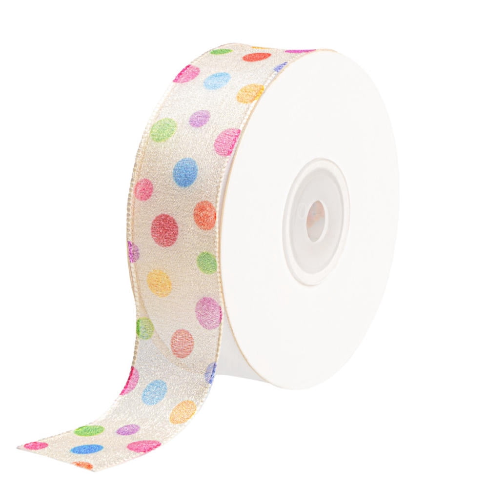 Poca Ribbon 10Yards Polka Dot Printed Organza Ribbon For Packing Bow Handmade ...
