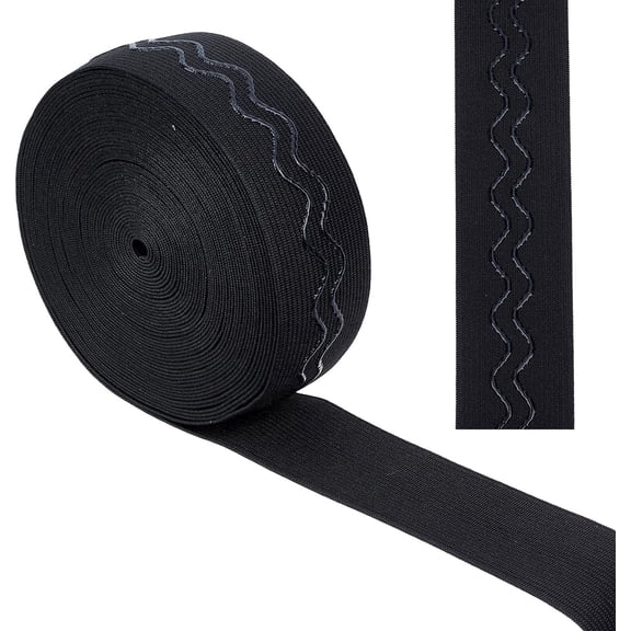 10Ydsx 1.5 Inch Black Non-Slip Silicone Elastic Gripper Band Wave Tape Webbing Stretchy Strap Spool Wavy Band Roll Ribbon Flat Waistband