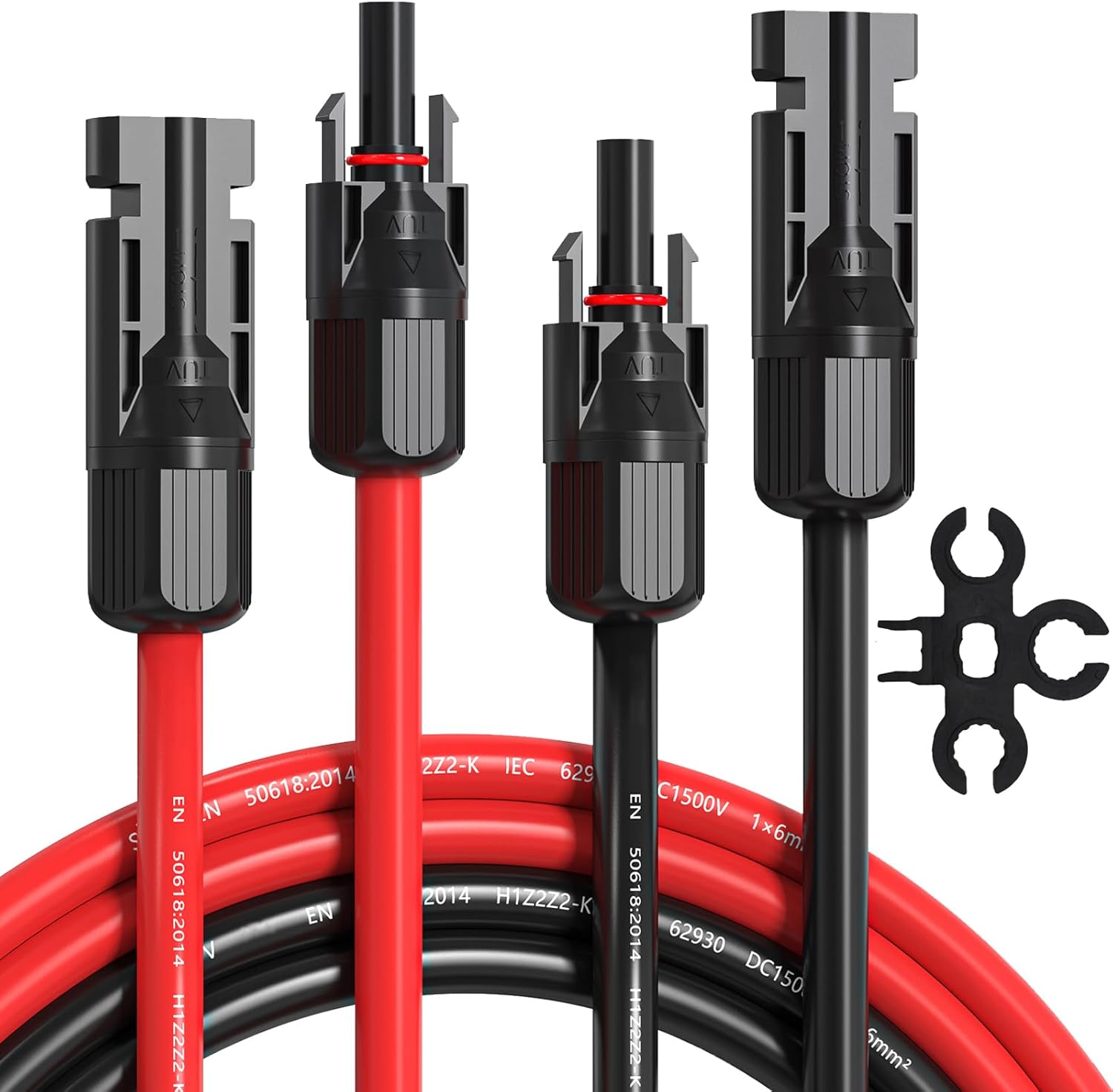 Weatherproof Solar Cable Tips 10AWG Solar Extension Cable 50Ft Red & Black, Both End with Universal ...