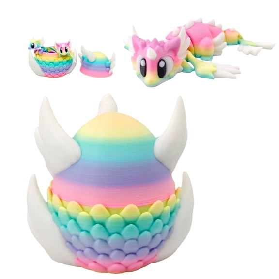 10cm 3D Printed Easter Rainbow Egg, Mystery Articulated Dragon Egg Fidget Toys, 3D Print Surprise Animals Toy for Kid Teen Boy Girls, Easter Decor