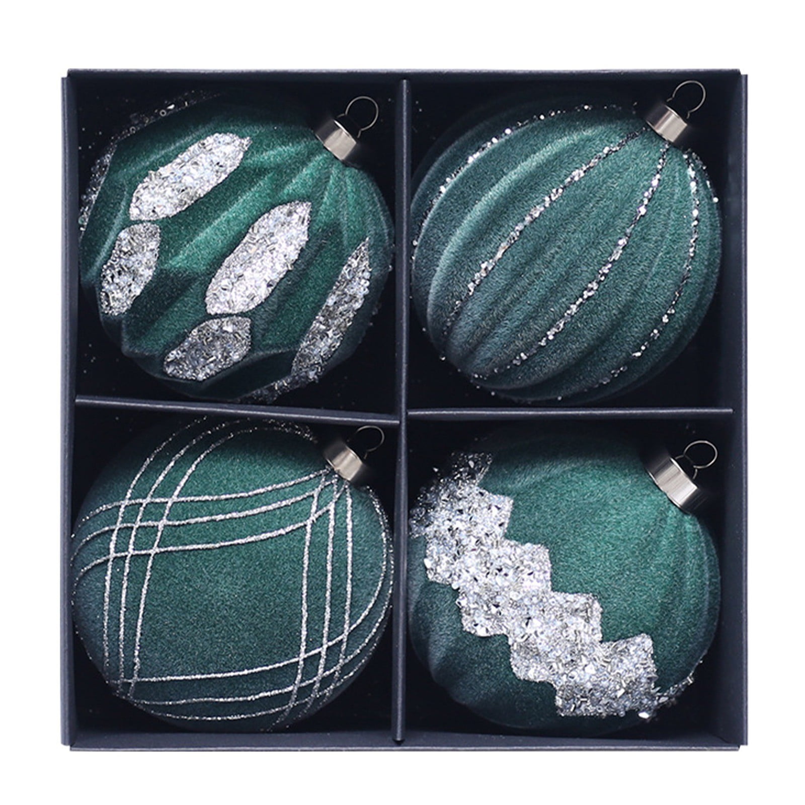 10cm / 4 Pack Colorful Velvet Christmas For Tree Ornaments Sparkling