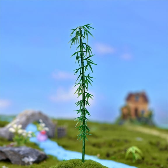 10cm Artificial Bamboo Plant Miniature, Plastic Fake Tree Figurine for Garden Terrarium Desk Decor, Assorted Heights, 1 Piece