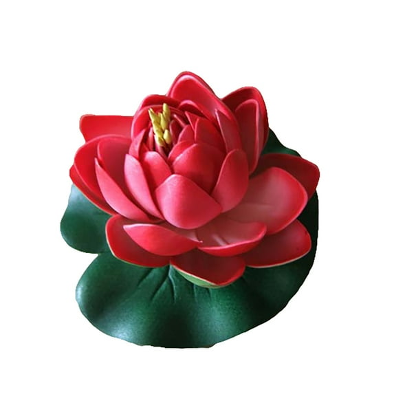 10cm Artificial Floating Foam Lotus Flower with Water Lily Pad, Lifelike Ornanment Perfect for Home Garden Pond Decoration Performance Stage Garden Home Party Decoration Prop