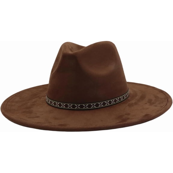 10cm Big Wide Brim Fedora Hats for Women Men Western Suede Large Panama Hat Outdoor Caps