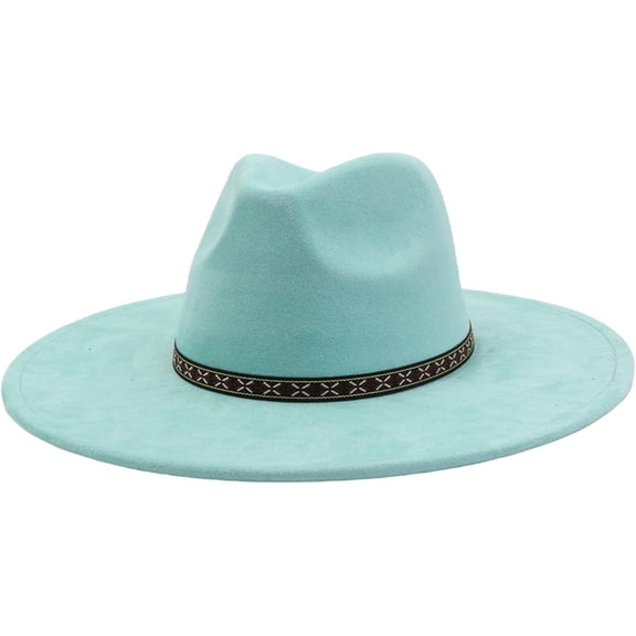 10cm Big Wide Brim Fedora Hats for Women Men Western Suede Large Panama Hat Outdoor Caps