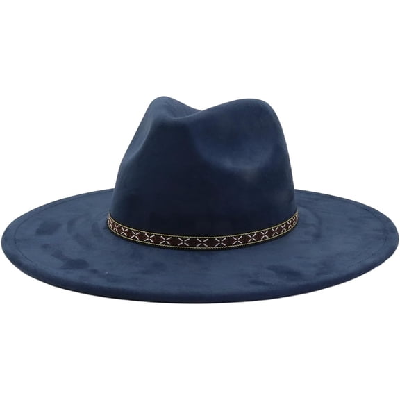 10cm Big Wide Brim Fedora Hats for Women Men Western Suede Large Panama Hat Outdoor Caps