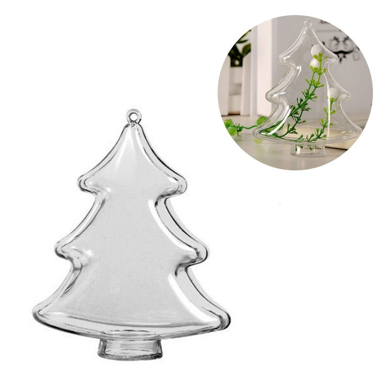 10cm DIY Clear Plastic Fillable Christmas Tree Shaped Ball Craft