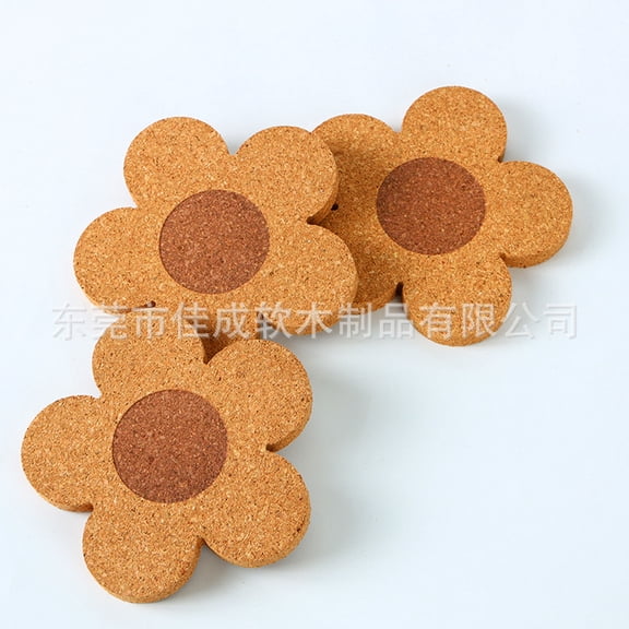 10cm Flower Shaped Cork Coasters - Absorbent & Reusable Cup Mats for Coffee, Tea, Drinks, Cute Home Decor place mat
