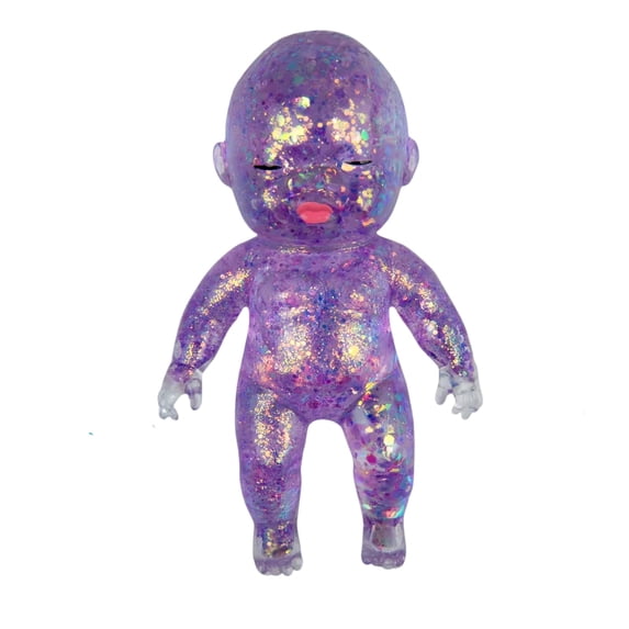 10cm Glitter Purple Babies Squishies Toy, Squishies Babies Soft Moldable Slow Rising Squeeze Toy, Glitter Soft Stretchy Stress Relief & Anxiety Fidget Toy for Adults Kids, Fun Desk Accessory Gift