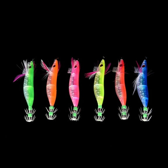 10cm Glow in Dark Luminous Fishing Lures Baits Squid Egi Shrimp jigs Hooks_t WA