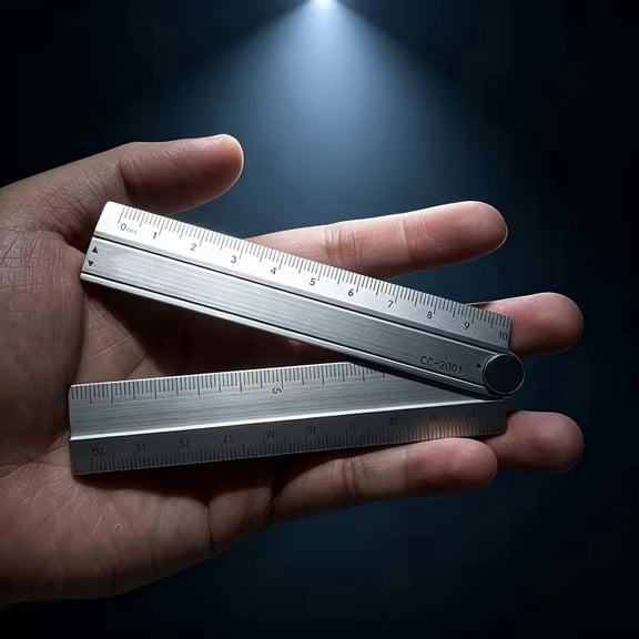 10cm Mini Folding Metal Ruler, Aluminum Alloy Pocket Straight Edge Dual-Scale CM/Inch