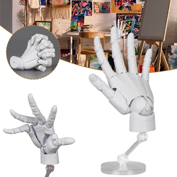 10cm Poseable Articulated Artist Hand Model, Posable Movable Joint Drawing Mannequin Hand, Realistic Proportion Art Reference Hand for Sketching Painting Drafting