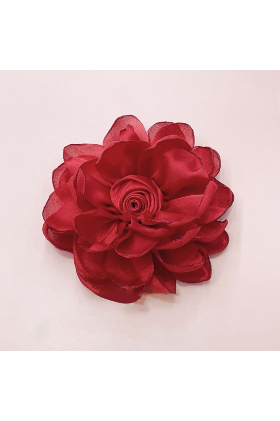 10cm Rose Fabric Flower Accessory Women Versatile Corsage Hair Clip Suit Lapel Clothing Bags DIY Corsage-Red