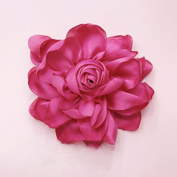 10cm Rose Fabric Flower Accessory Women Versatile Corsage Hair Clip Suit Lapel Clothing Bags DIY Corsage-Rose Red