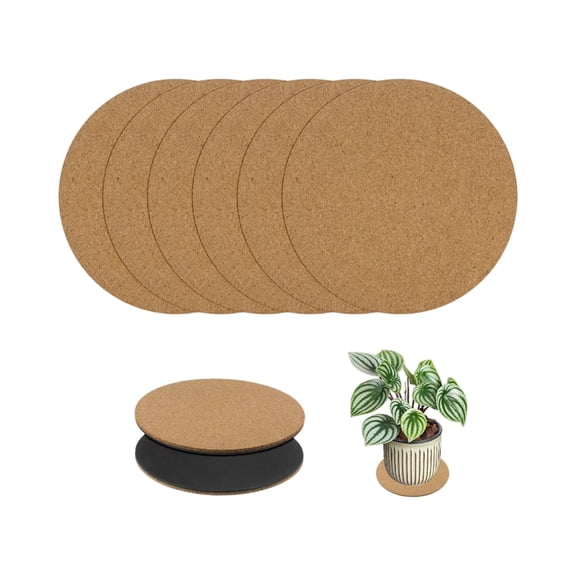 10cm Round Double Sided Cork Plant Coasters Set of 6 Soft Cork Mat Pads for Tabletop Protection and Home Use