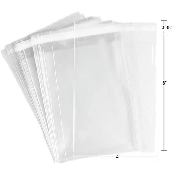 Volanic 100 Pack White Paper Bags 4x6 Inches - Flat Kraft Favor Bags For Cookies, Candies, Snacks