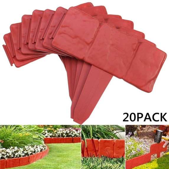 10cm x 25.5cm Grey Plastic Garden Border Edging (20 Count)