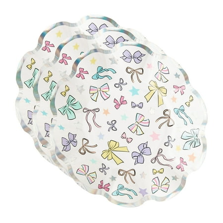 Bows Ruffle Edge Paper Party Plates, 7", Multicolor, 10 Count, by Way To Celebrate