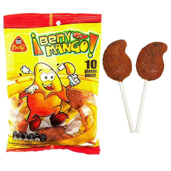 10ct Chile Spiced Mango Dried Fruit Pop Chili Lollipops Paletas de Mango Candy