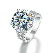 WAHZAUS 10ct D Color Moissanite Rings for Women Round Cut VVS1 Diamond Rings 4-Prong Moissanite Engagement Wedding Rings for Women Wife Gifts with Certificate