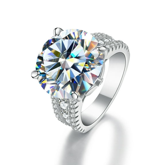 10ct D Color Moissanite Rings for Women Round Cut VVS1 Diamond Rings 4-Prong Moissanite Engagement Wedding Rings for Women Wife Gifts with Certificate