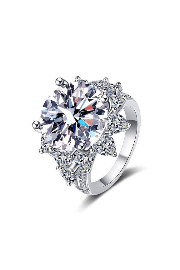 10ct D Color VVS1 Moissanite Diamond Rings for Women Round Cut 925 Sterling Silver Wedding Bands Women Engagement Ring with Certificate