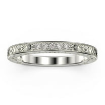 .10ct Delicate Antique Scroll Diamond Moissanite Wedding Band 10k White Gold