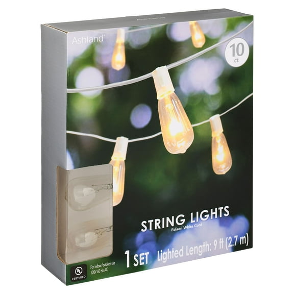 10ct. Edison String Lights with White Cord by Ashland