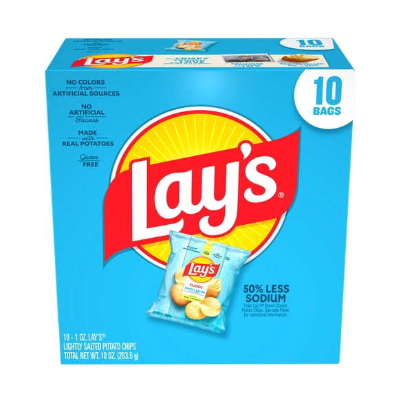 Lay's Lightly Salted Potato Chips, 10 pack